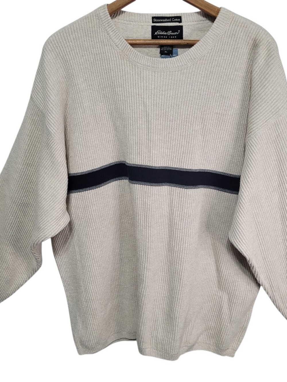 Eddie Bauer Men's Cotton Knit Crew Neck Pullover Sweater XL Fisherman Old Stock